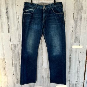 Guess Men’s Rebel Straight Leg Blue Denim Jeans Size 36X33 100% Cotton